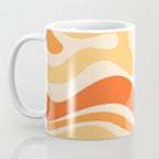 Retro Modern Liquid Swirl Abstract Pattern Square in Tangerine Orange Tones Coffee Mug Gallery Image 3