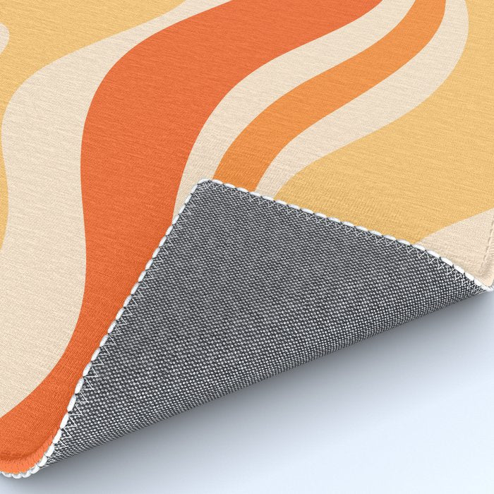 Retro Modern Liquid Swirl Abstract Pattern Square in Tangerine Orange Tones Rug Gallery Image 4