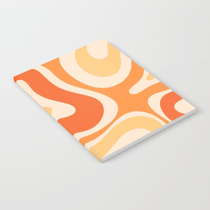 Retro Modern Liquid Swirl Abstract Pattern Square in Tangerine Orange Tones Notebook Gallery Image 2