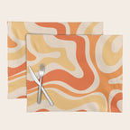 Retro Modern Liquid Swirl Abstract Pattern Square in Tangerine Orange Tones Placemat Gallery Image 1