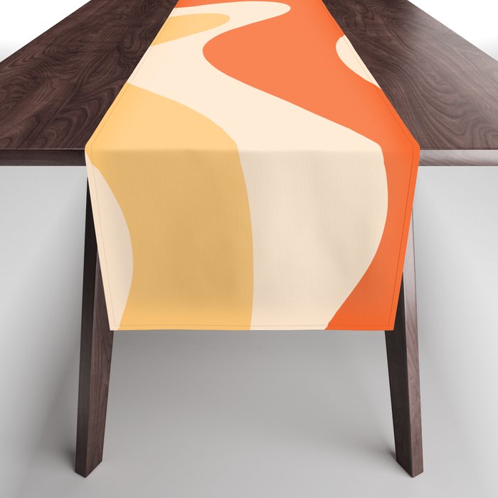 Retro Modern Liquid Swirl Abstract Pattern Square in Tangerine Orange Tones Table Runner Gallery Image 1