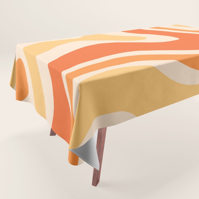 Retro Modern Liquid Swirl Abstract Pattern Square in Tangerine Orange Tones Tablecloth Gallery Image 1