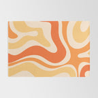 Retro Modern Liquid Swirl Abstract Pattern Square in Tangerine Orange Tones Rug Gallery Image 2