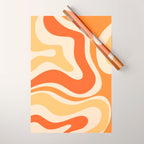 Retro Modern Liquid Swirl Abstract Pattern Square in Tangerine Orange Tones Wrapping Paper Gallery Image 1