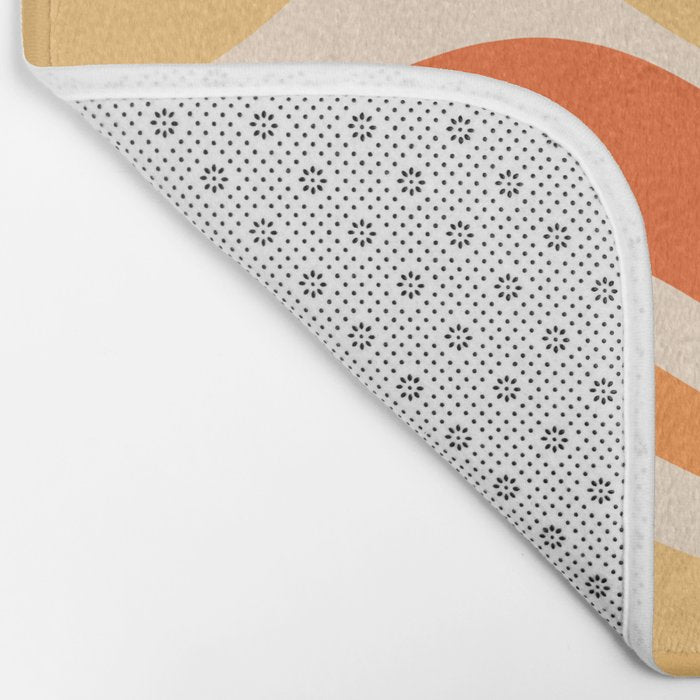 Retro Modern Liquid Swirl Abstract Pattern Square in Tangerine Orange Tones Bath Mat Gallery Image 2