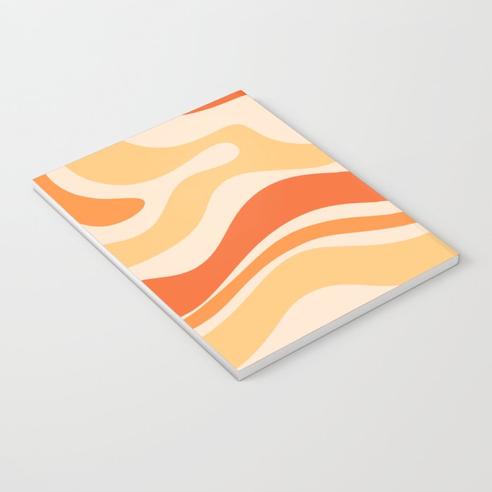 Retro Modern Liquid Swirl Abstract Pattern Square in Tangerine Orange Tones Notebook Gallery Image 3