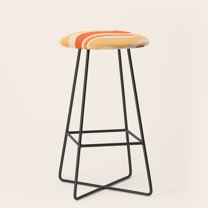 Retro Modern Liquid Swirl Abstract Pattern Square in Tangerine Orange Tones Stool Gallery Image 1