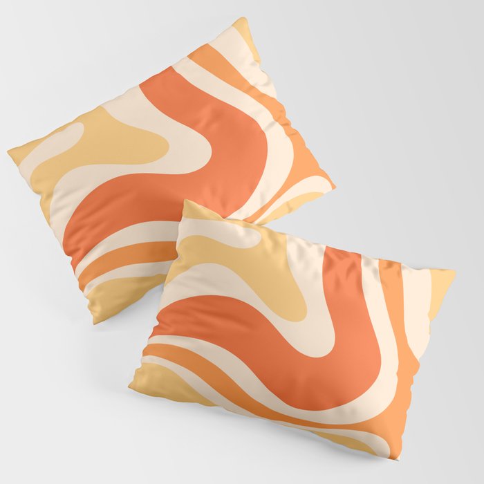Retro Modern Liquid Swirl Abstract Pattern Square in Tangerine Orange Tones Pillow Sham Gallery Image 3