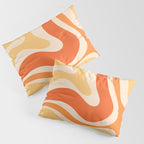 Retro Modern Liquid Swirl Abstract Pattern Square in Tangerine Orange Tones Pillow Sham Gallery Image 3