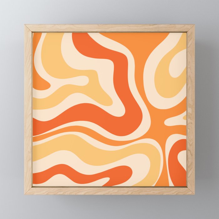 Retro Modern Liquid Swirl Abstract Pattern Square in Tangerine Orange Tones Mini Art Print Gallery Image 1