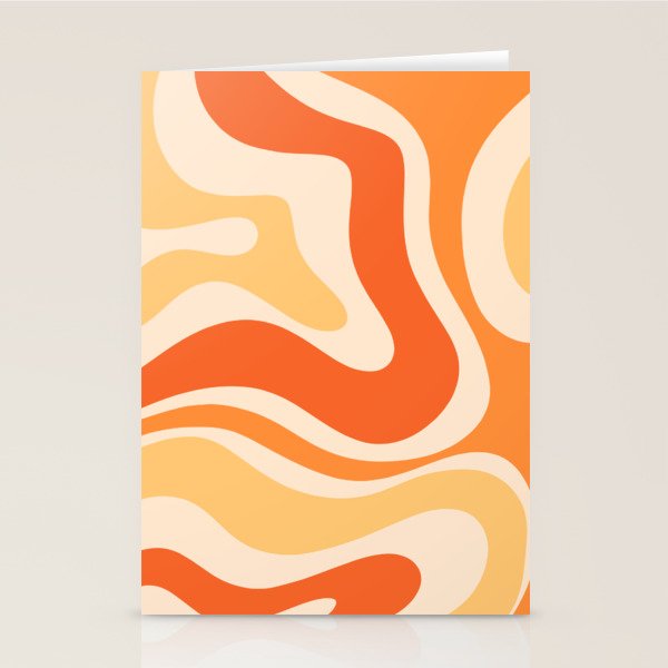 Retro Modern Liquid Swirl Abstract Pattern Square in Tangerine Orange Tones Stationery Card Gallery Image 2