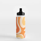 Retro Modern Liquid Swirl Abstract Pattern Square in Tangerine Orange Tones Water Bottle Gallery Image 2