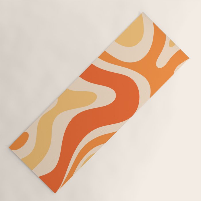 Retro Modern Liquid Swirl Abstract Pattern Square in Tangerine Orange Tones Yoga Mat Gallery Image 1