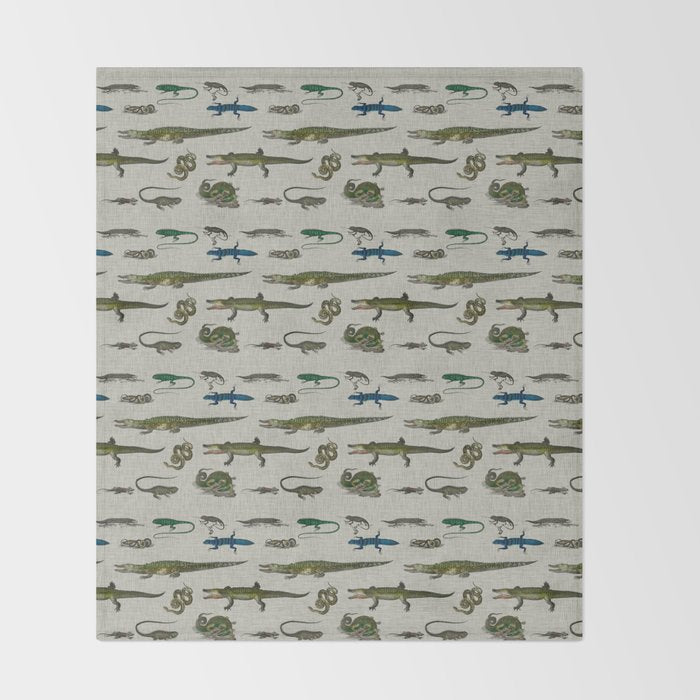 Reptiles vintage pattern Throw Blanket Gallery Image 2