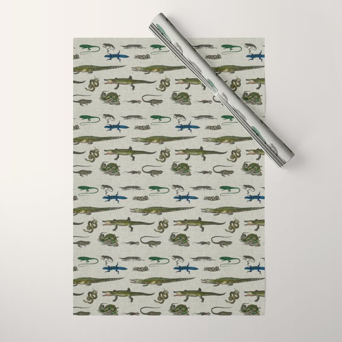 Reptiles vintage pattern Wrapping Paper Gallery Image 1