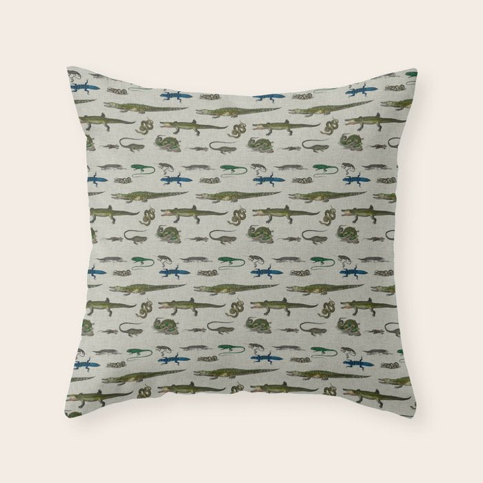 Reptiles vintage pattern Throw Pillow Gallery Image 6