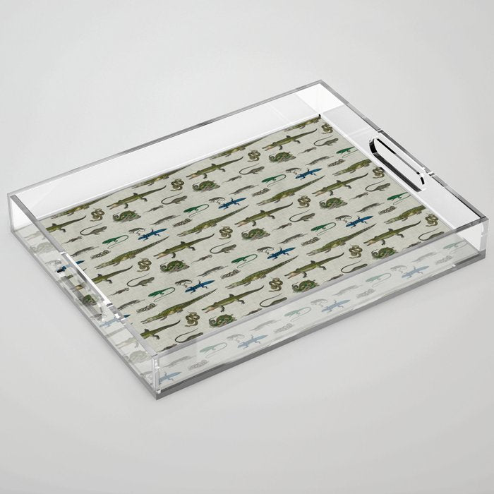 Reptiles vintage pattern Acrylic Tray Gallery Image 1