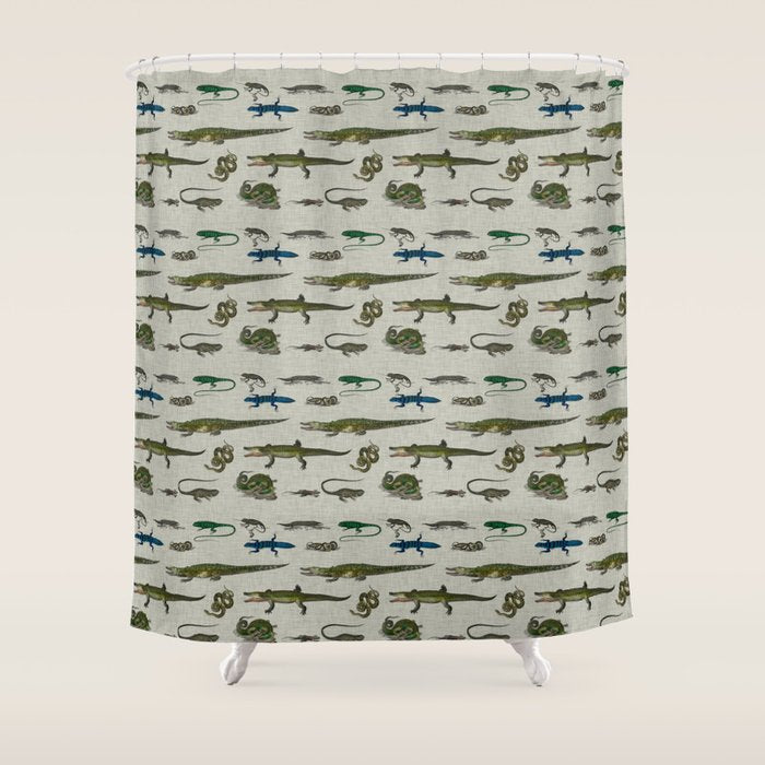 Reptiles vintage pattern Shower Curtain Gallery Image 1