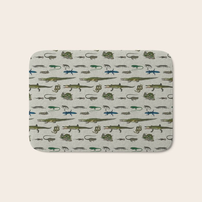 Reptiles vintage pattern Bath Mat Gallery Image 1