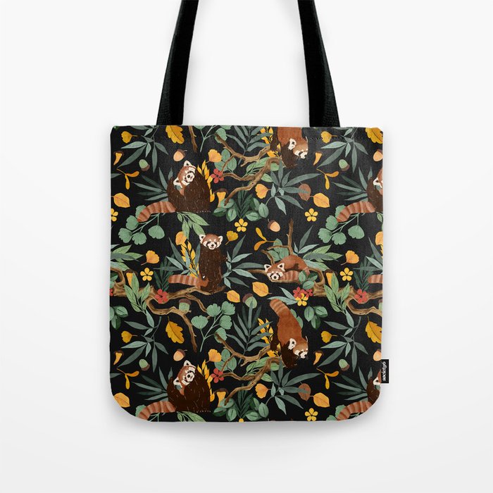 RED PANDAS IN DARK WILD NATURE Tote Bag Gallery Image 1