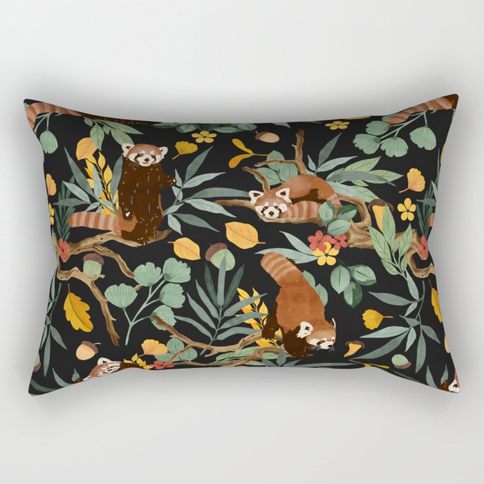 RED PANDAS IN DARK WILD NATURE Rectangular Pillow Gallery Image 2