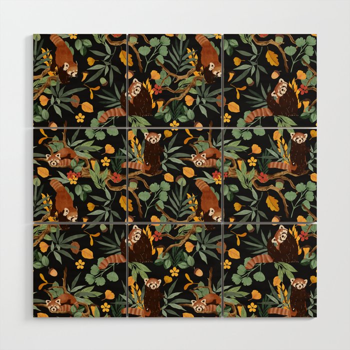 RED PANDAS IN DARK WILD NATURE Wood Wall Art Gallery Image 1