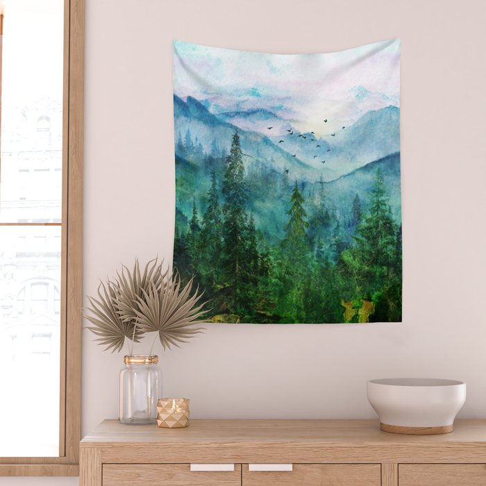 Spring Mountainscape Wall Tapestry Gallery Image 2