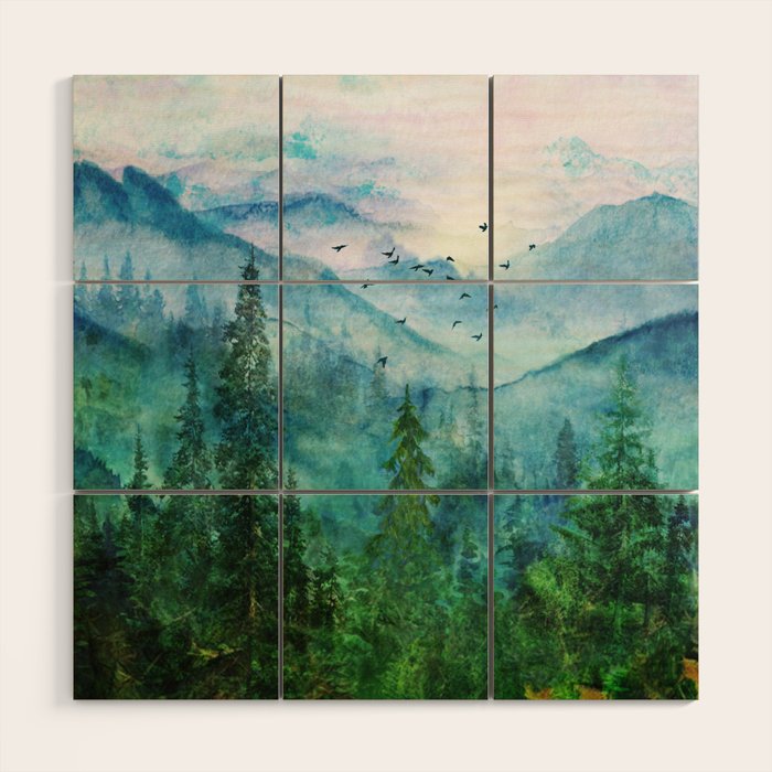 Spring Mountainscape Wood Wall Art Gallery Image 1