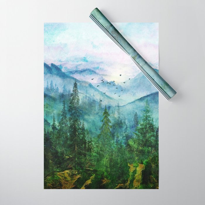 Spring Mountainscape Wrapping Paper Gallery Image 1