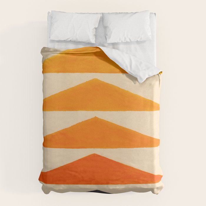 Vintage Scandinavian Orange Geometric Triangle Pattern Duvet Cover Gallery Image 6