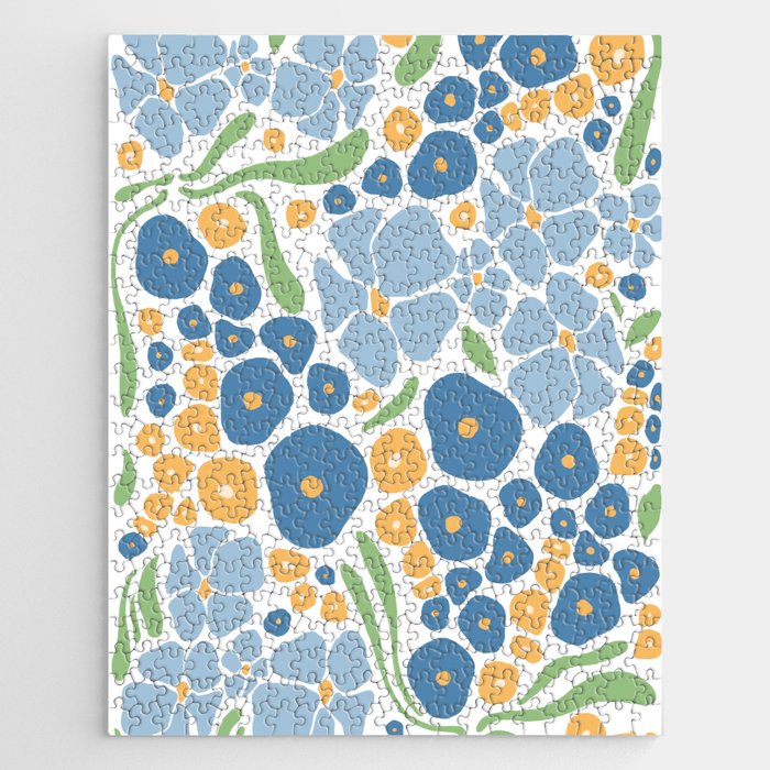 Blue and Yellow Flowers Jigsaw Puzzle Gallery Image 1