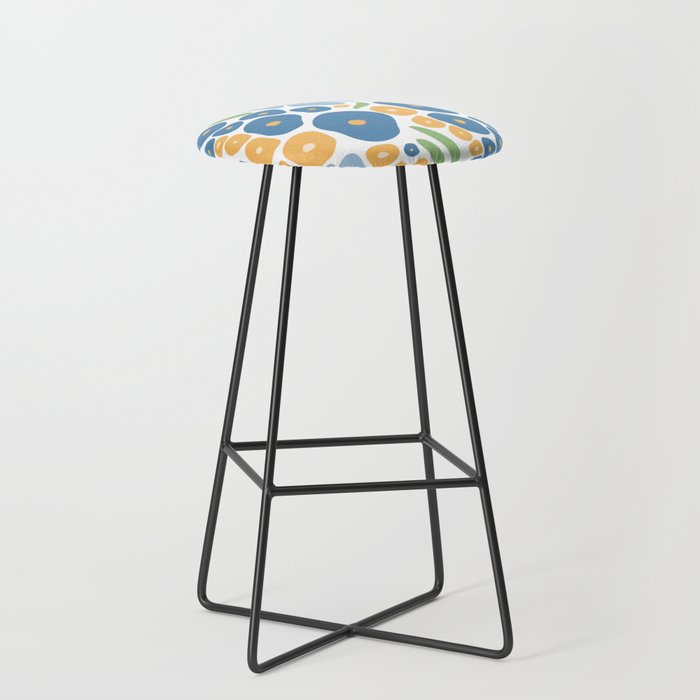 Blue and Yellow Flowers Stool Gallery Image 1