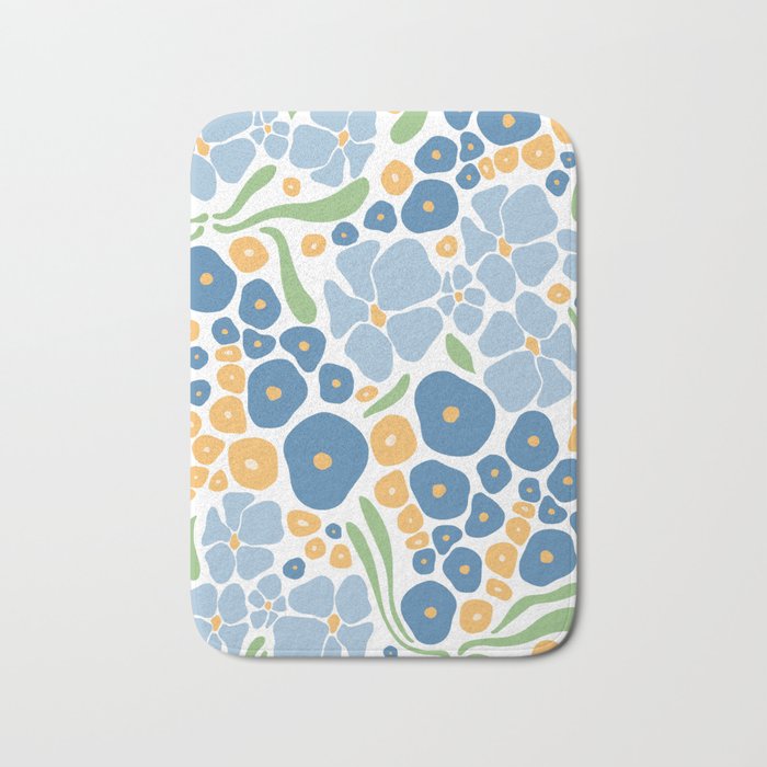 Blue and Yellow Flowers Bath Mat Gallery Image 1