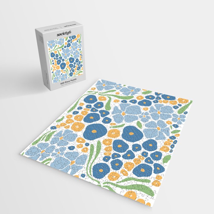 Blue and Yellow Flowers Jigsaw Puzzle Gallery Image 2