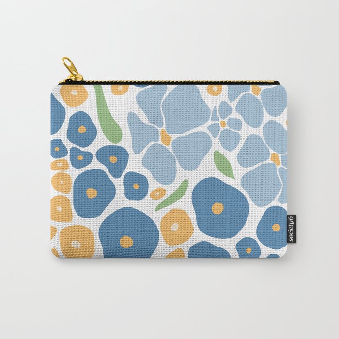 Blue and Yellow Flowers Carry All Pouch Gallery Image 1