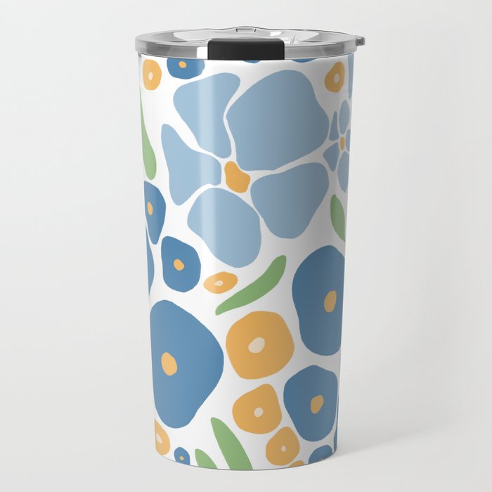 Blue and Yellow Flowers Travel Mug Gallery Image 1