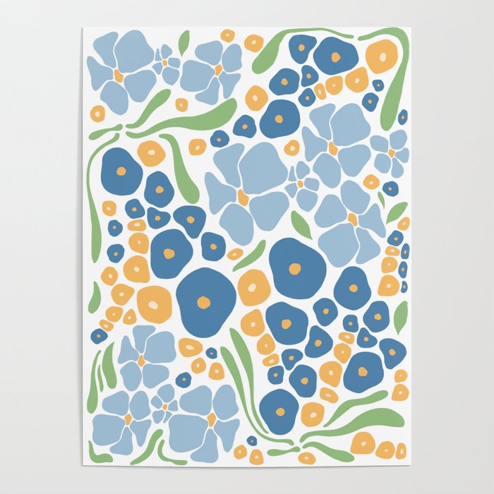 Blue and Yellow Flowers Poster Gallery Image 4