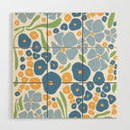 Blue and Yellow Flowers Wood Wall Art Gallery Image 1