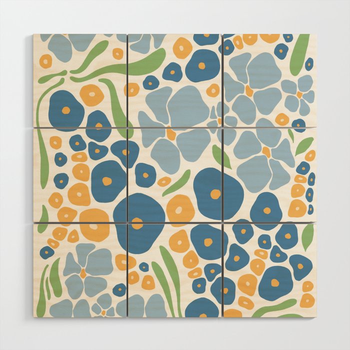 Blue and Yellow Flowers Wood Wall Art Gallery Image 1