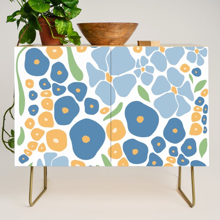Blue and Yellow Flowers Credenza Gallery Image 1