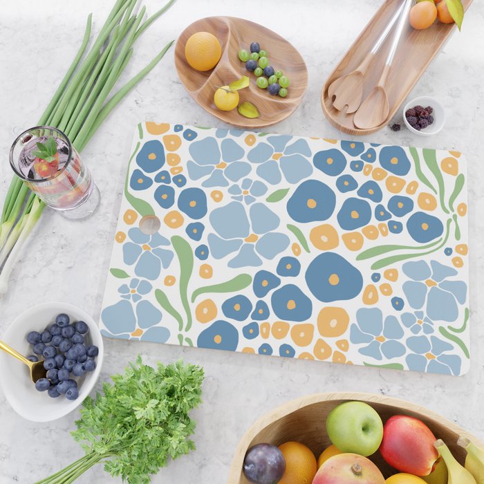 Blue and Yellow Flowers Cutting Board Gallery Image 2