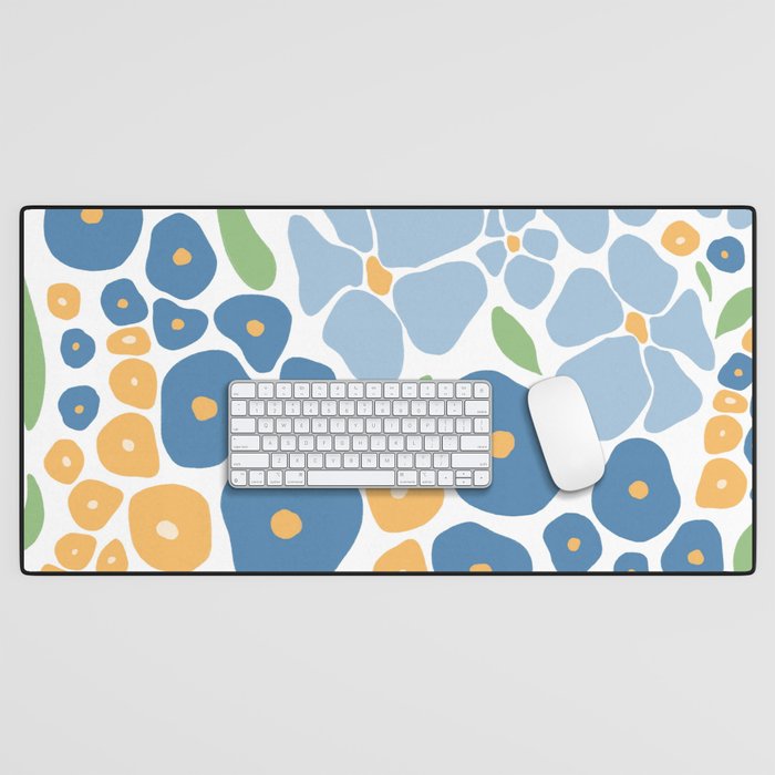 Blue and Yellow Flowers Desk Mat Gallery Image 1