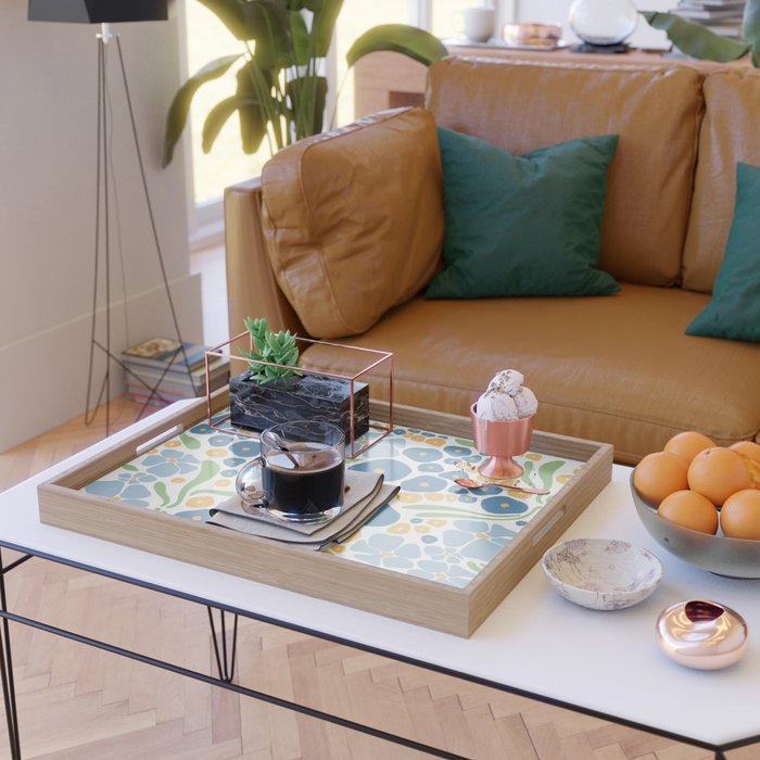 Blue and Yellow Flowers Serving Tray Gallery Image 2