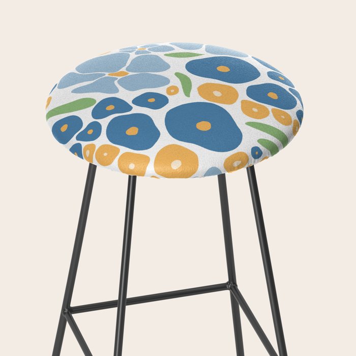 Blue and Yellow Flowers Stool Gallery Image 2