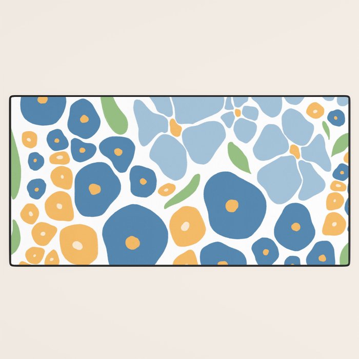Blue and Yellow Flowers Desk Mat Gallery Image 3