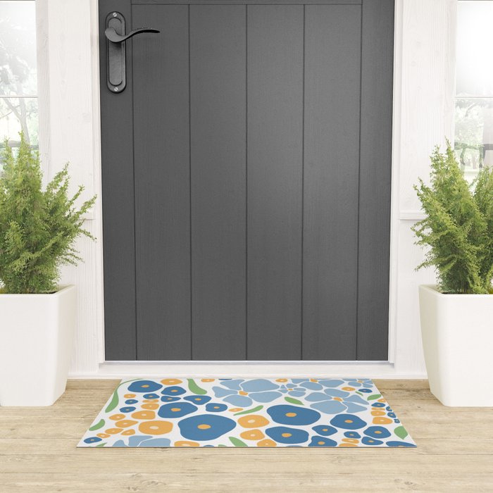 Blue and Yellow Flowers Welcome Mat Gallery Image 3