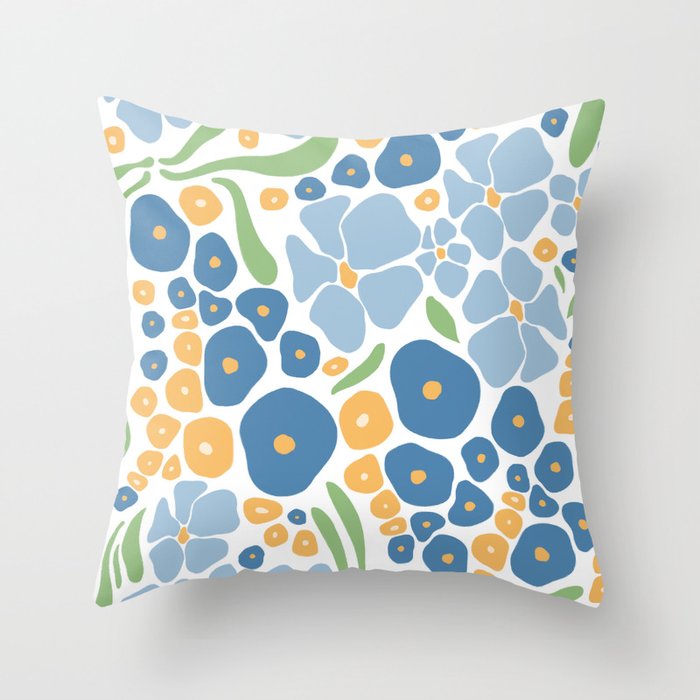Blue and Yellow Flowers Throw Pillow Gallery Image 6