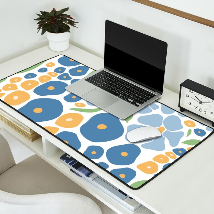 Blue and Yellow Flowers Desk Mat Gallery Image 2