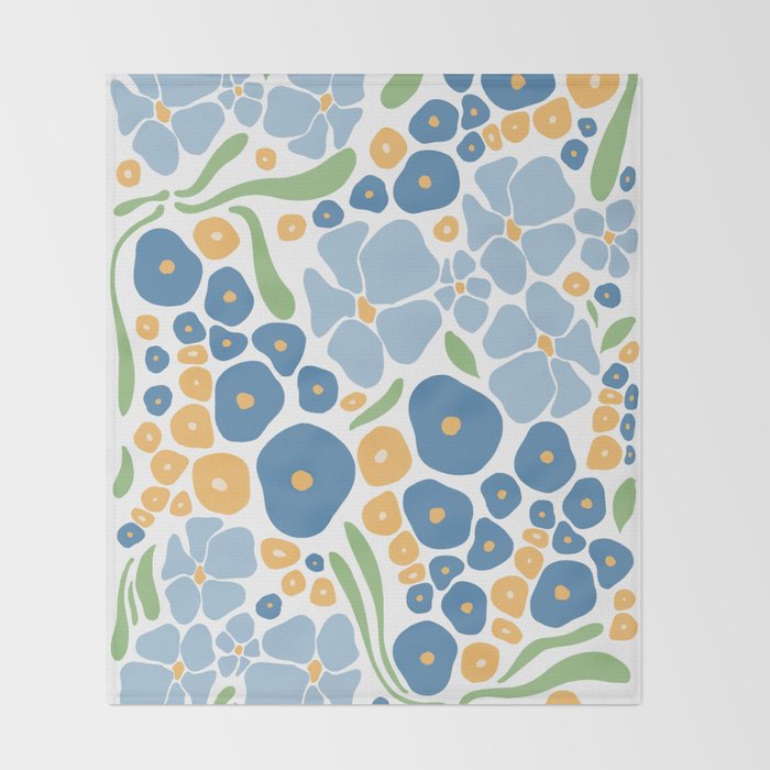 Blue and Yellow Flowers Throw Blanket Gallery Image 2