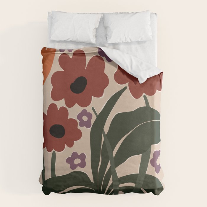 big tropical red flower plant  Duvet Cover Gallery Image 6